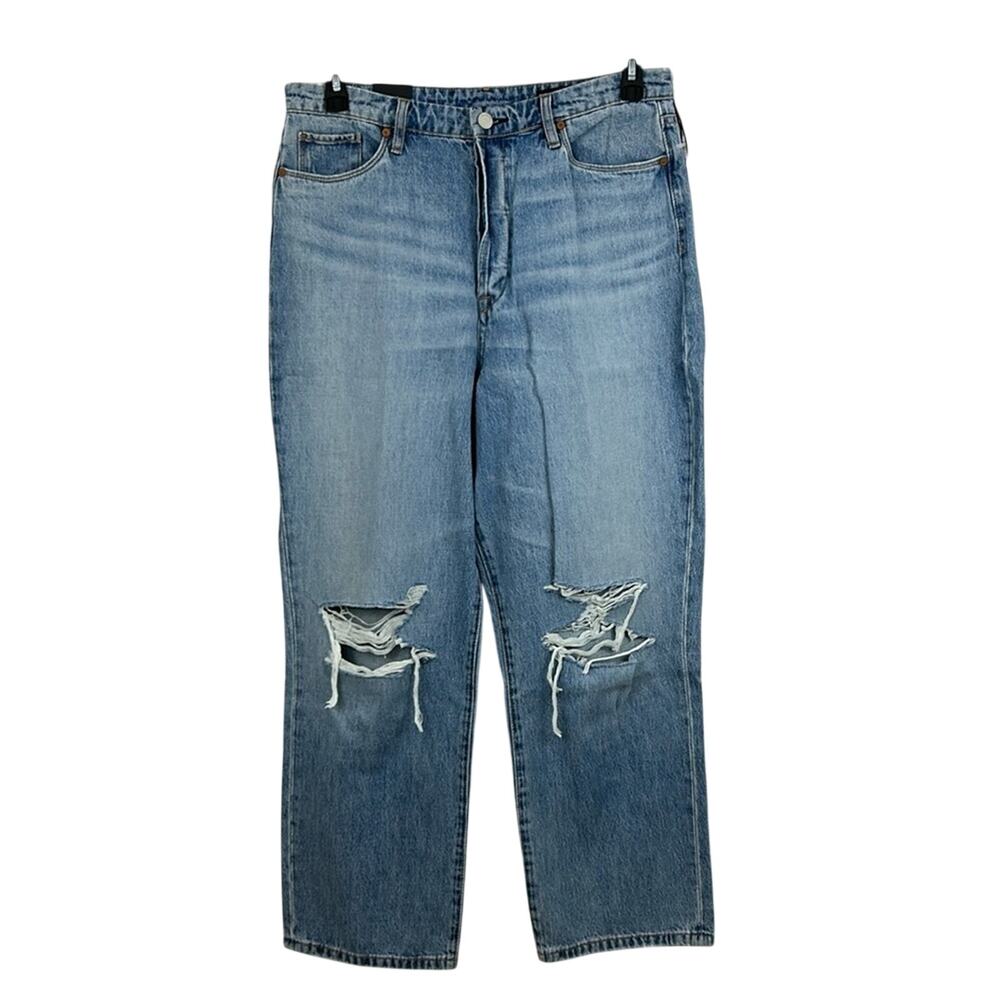 Blank NYC Womens 31 The Baxter Ribcage Straight Leg Distressed Button Jeans NWT